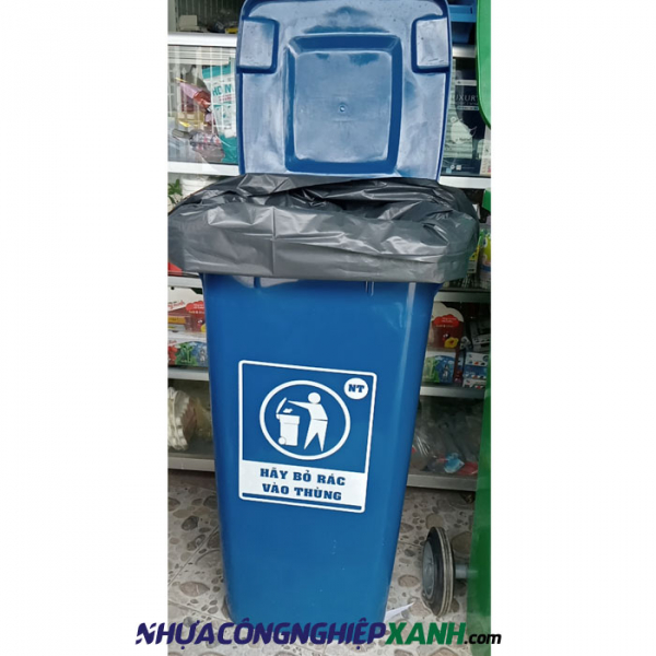 Thùng rác nhựa màu xanh dương 120 lít