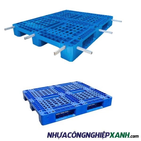Pallet nhựa lõi thép 1200x1000x150 xanh
