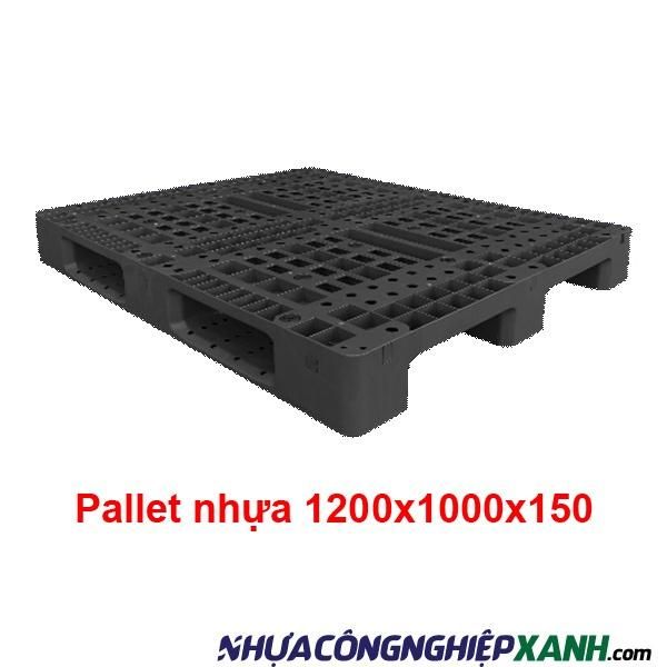 Pallet nhựa liền khối 1200x1000x150 màu đen