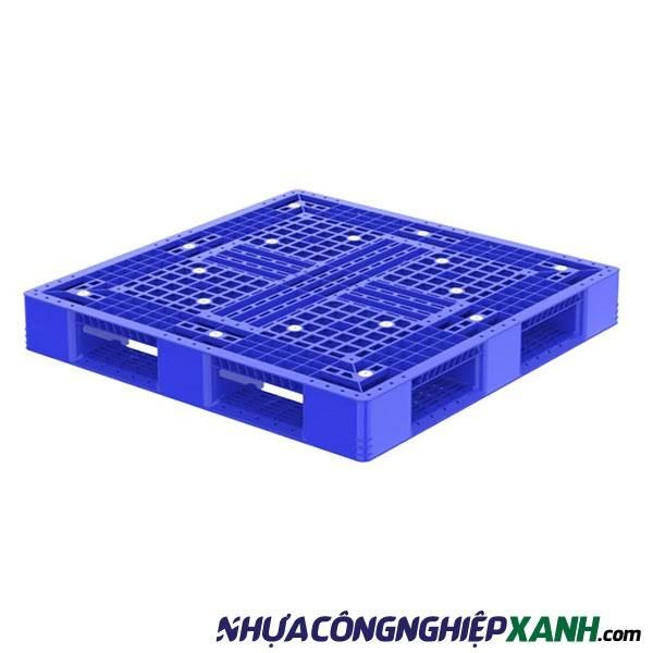 Pallet nhựa 1 mặt 1100x1100 x150mm xanh dương