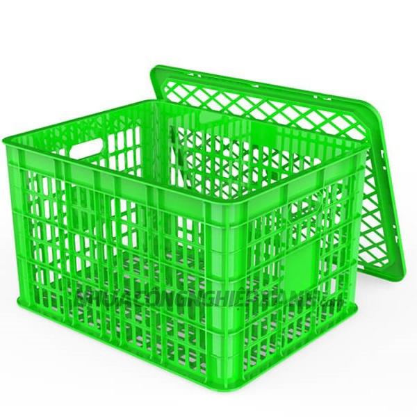Thùng nhựa có nắp 2T8 đựng hoa quả (sọt nhựa có nắp đậy)