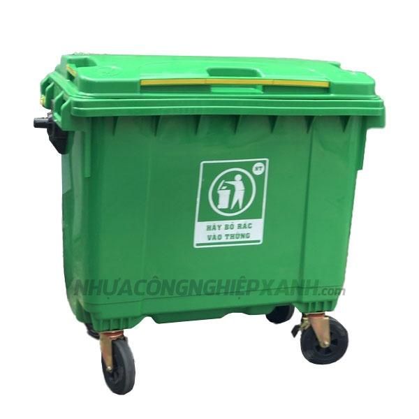 Thùng rác công cộng 660l có nắp có bánh xe (thùng rác 660l)