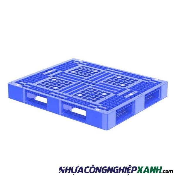 Pallet nhựa 1 mặt 1200x1000x150mm màu xanh dương