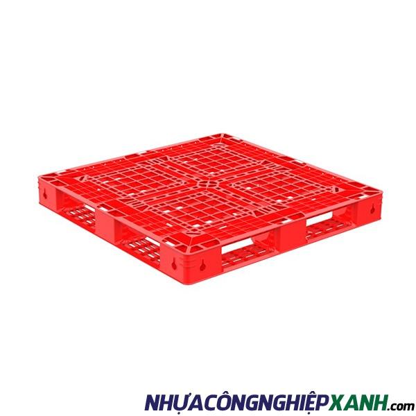 Pallet nhựa 1 mặt 1100x1100x125 đỏ