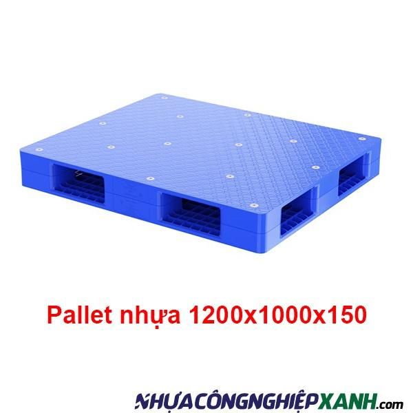 Pallet nhựa 2 mặt 1200x1000x150 xanh