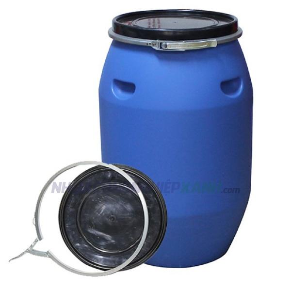 Thùng phi nhựa 120 lít nắp mở đai sắt