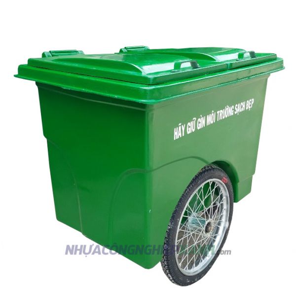 Xe đẩy rác 660 lít có bánh xe